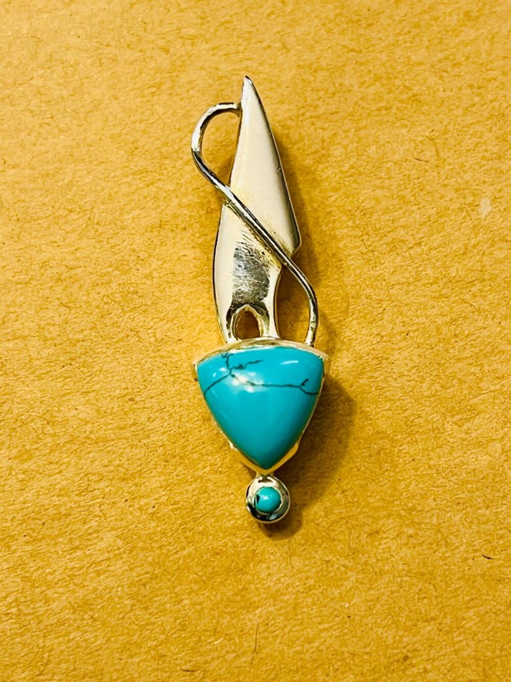 Artisan 925 Sterling Silver Pendant with Turquoise Stone